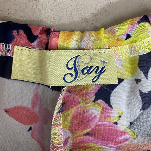 Tyche Blouse Womens Small Floral Pick Sleeveless Silky Top Flowy Sheer Tropical - Picture 3 of 10